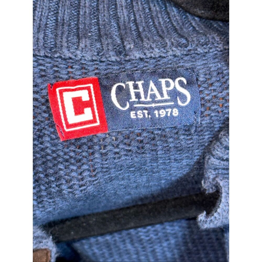 Chaps Elbow Patch Pullover 1/4 Button Knit Sweater - image 3